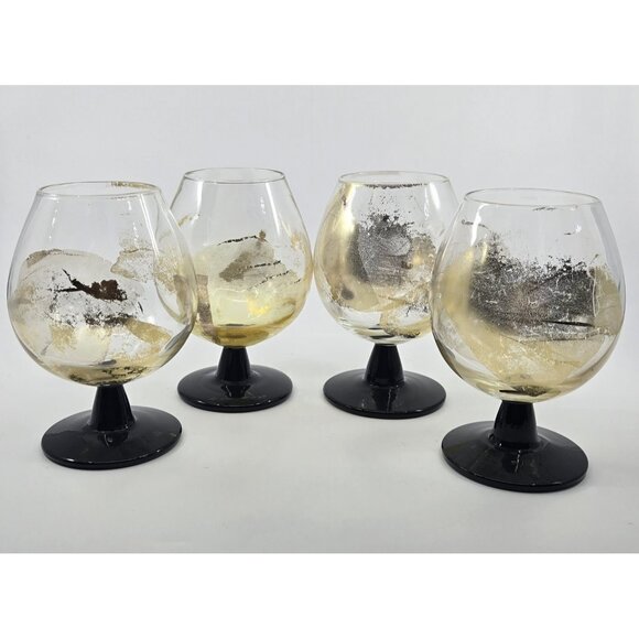 Randy Strong Art Glass Gold Leaf Cocktail Glasses (4) Signed - Picture 1 of 5